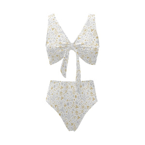 Christmas tree Christmas element Silver gold patte Chest Bowknot High Waisted Bikini Swimsuit