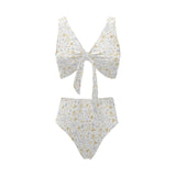 Christmas tree Christmas element Silver gold patte Chest Bowknot High Waisted Bikini Swimsuit