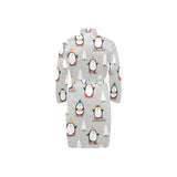 Cute Penguin christmas pattern Men's Long Sleeve Belted Night Robe