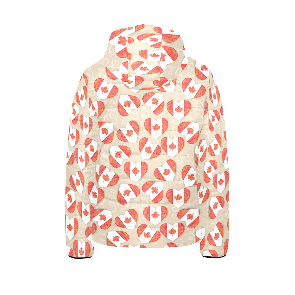 Canada Pattern Print Design 01 Kids' Boys' Girls' Padded Hooded Jacket