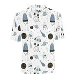 Hand drawn space elements space rocket star planet Men's All Over Print Polo Shirt