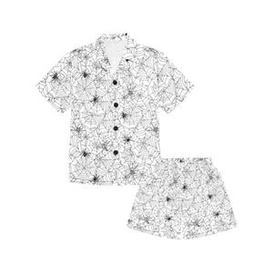 Spider web cobweb pattern Kids' Boys' Girls' V-Neck Short Pajama Set