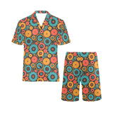 Gear Pattern Print Design 01 Men's V-Neck Short Pajama Set