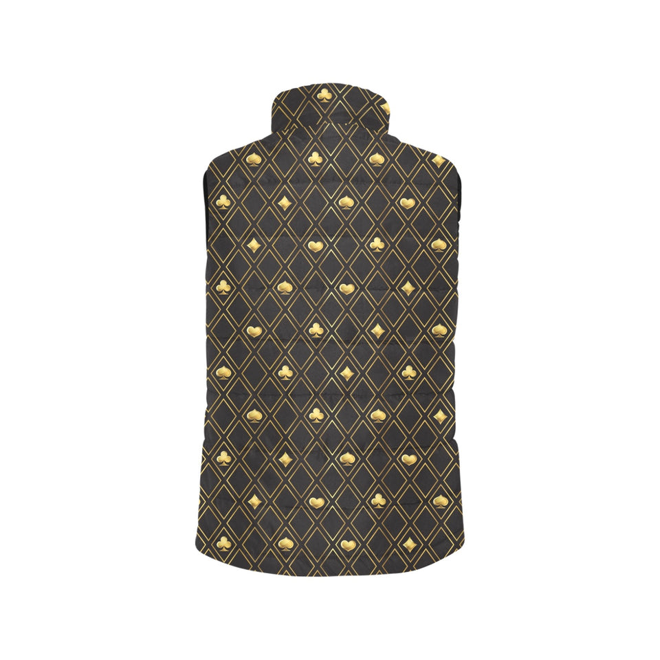Casino Cards Suits Pattern Print Design 01 Men's Padded Vest