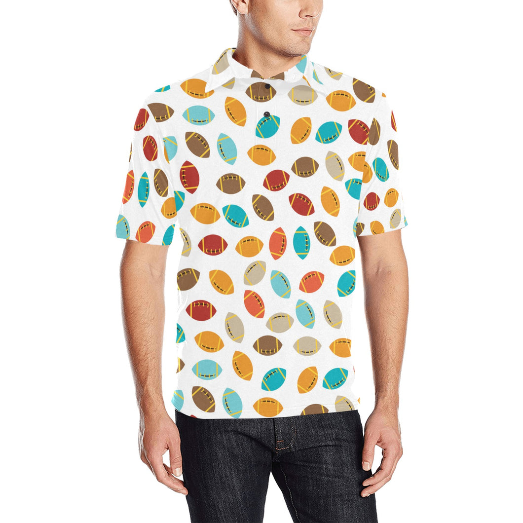 Colorful american football ball pattern Men's All Over Print Polo Shirt