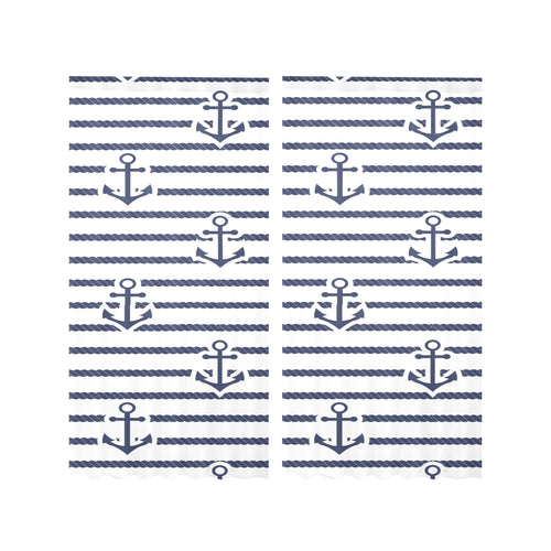 Anchor rope nautical pattern Gauze Curtain