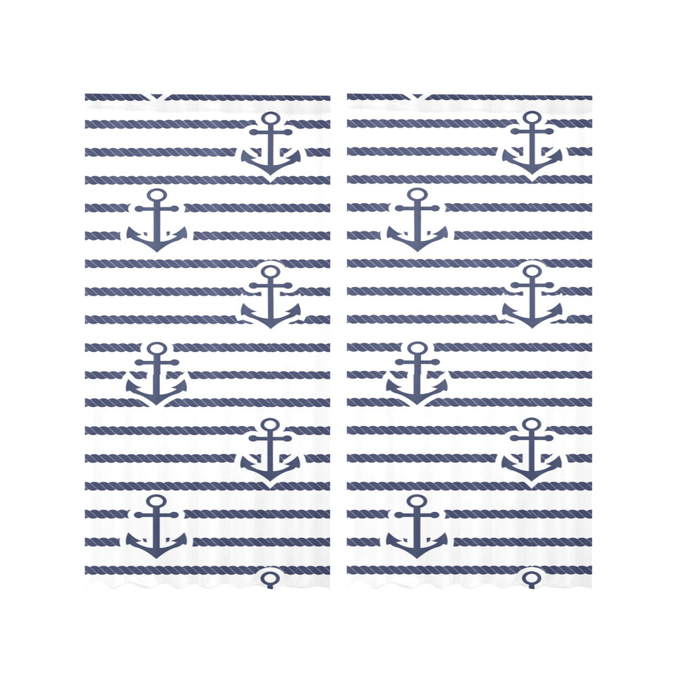 Anchor rope nautical pattern Gauze Curtain