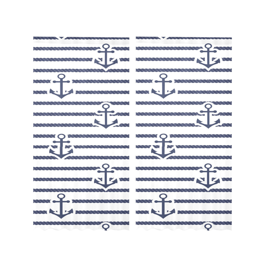 Anchor rope nautical pattern Gauze Curtain
