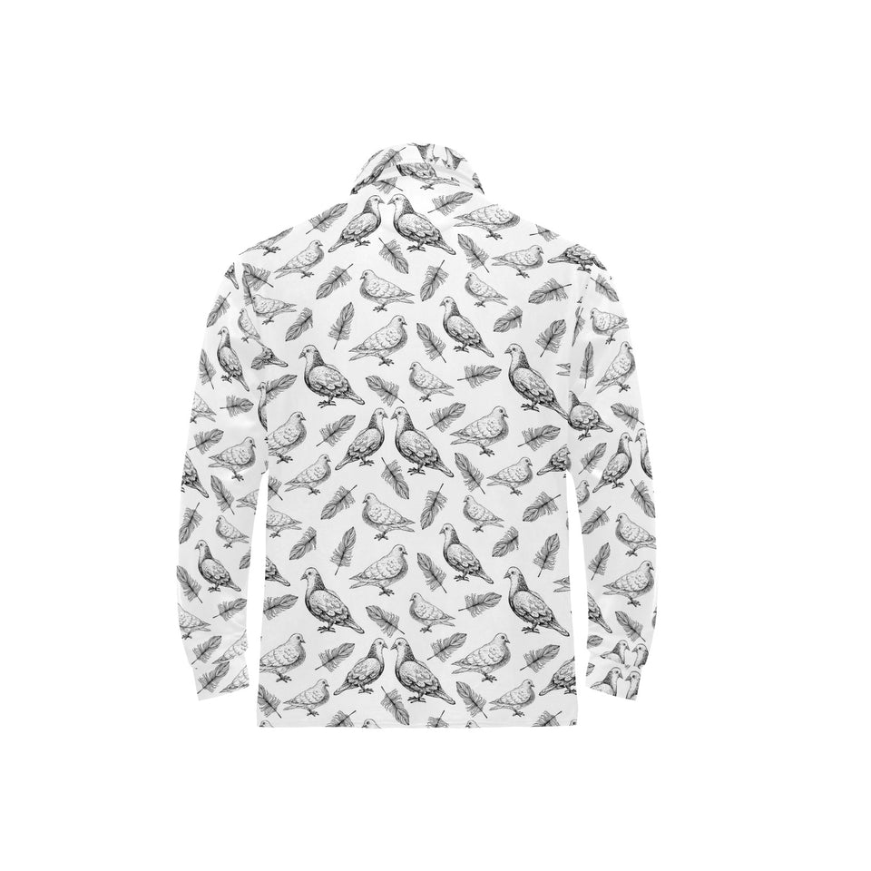 Pigeon Pattern Print Design 05 Men's Long Sleeve Polo Shirt