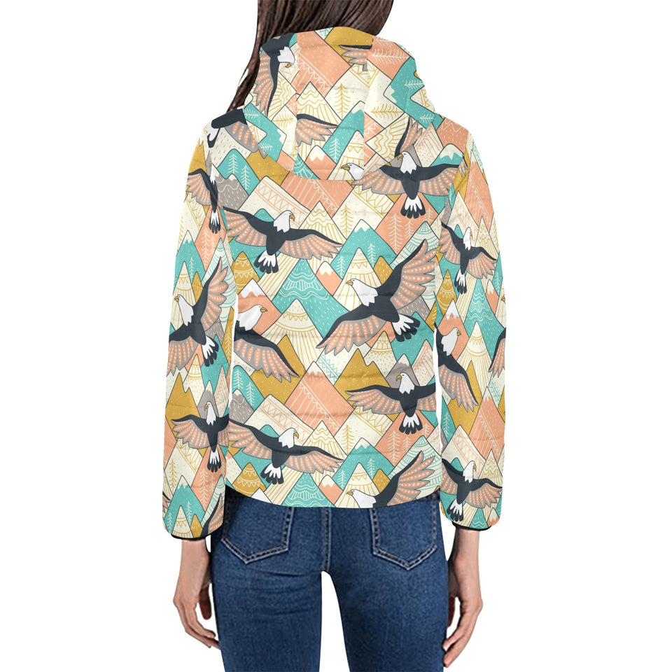 Eagle Pattern Print Design 02 Women's Padded Hooded Jacket