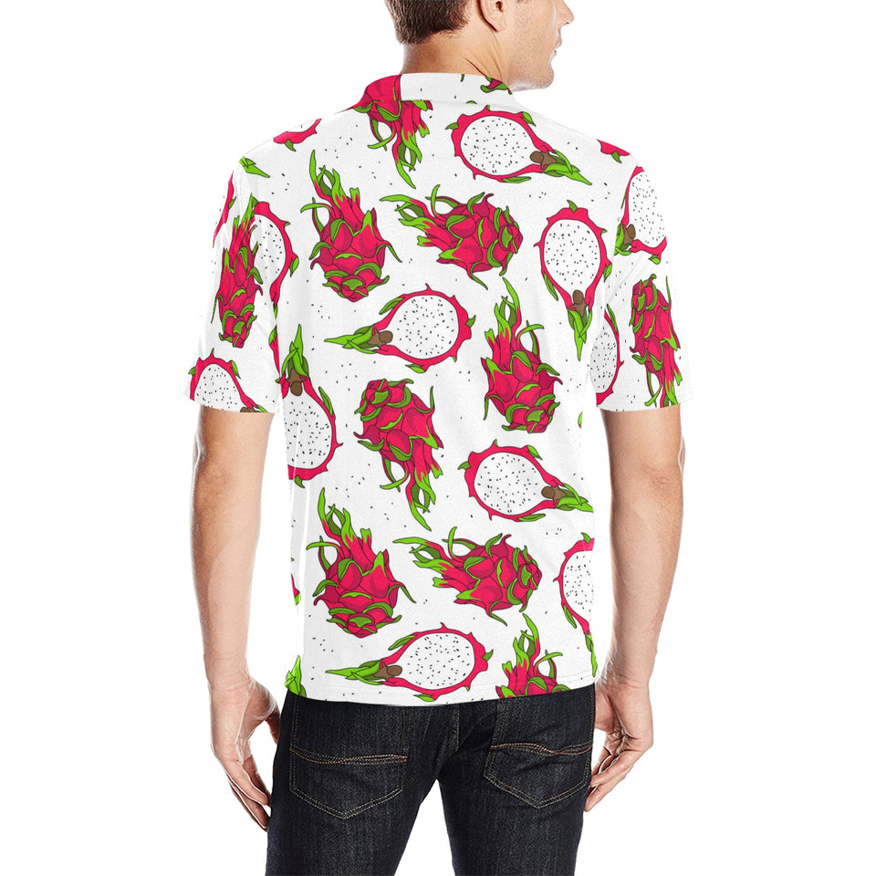 dragon fruits white background Men's All Over Print Polo Shirt
