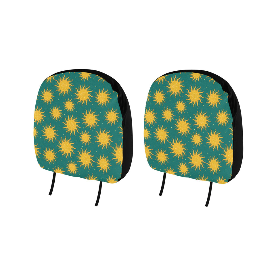 Sun green background Car Headrest Cover