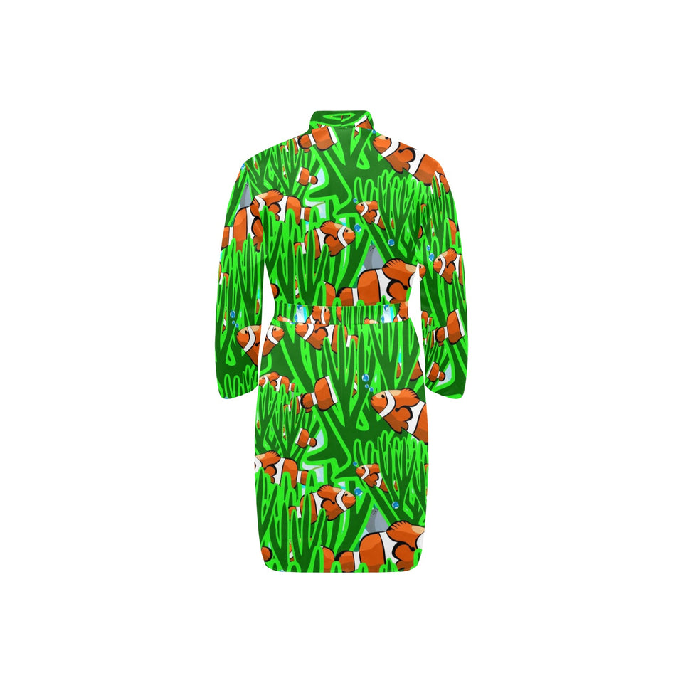 Clown Fish Pattern Print Design 01 Men's Long Sleeve Belted Night Robe