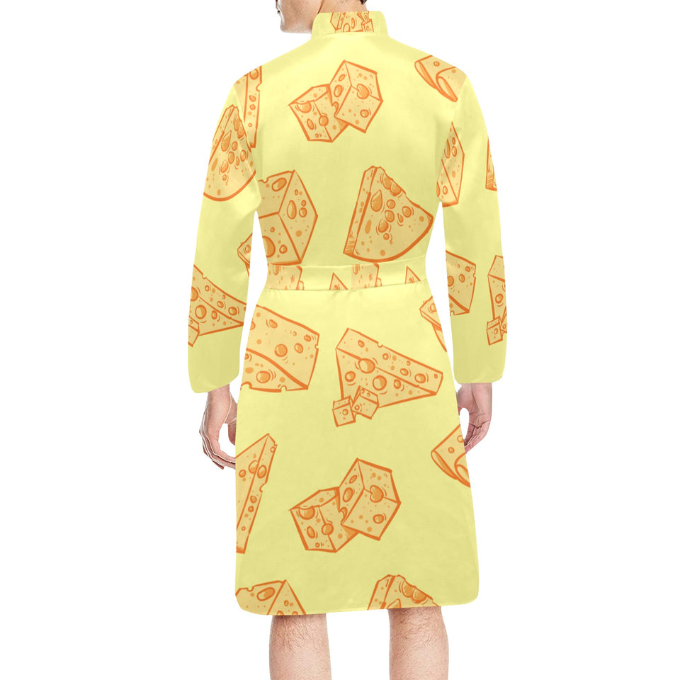 Cheese design pattern Men's Long Sleeve Belted Night Robe