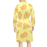 Cheese design pattern Men's Long Sleeve Belted Night Robe