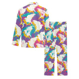 Colorful crow illustration pattern Men's Long Pajama Set