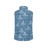Hand drawn sailboat pattern Women's Padded Vest