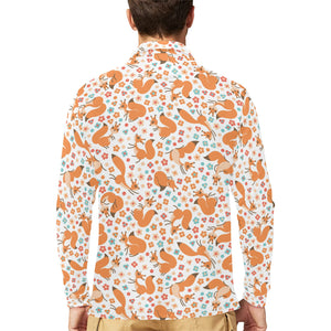 Squirrel Pattern Print Design 05 Men's Long Sleeve Polo Shirt