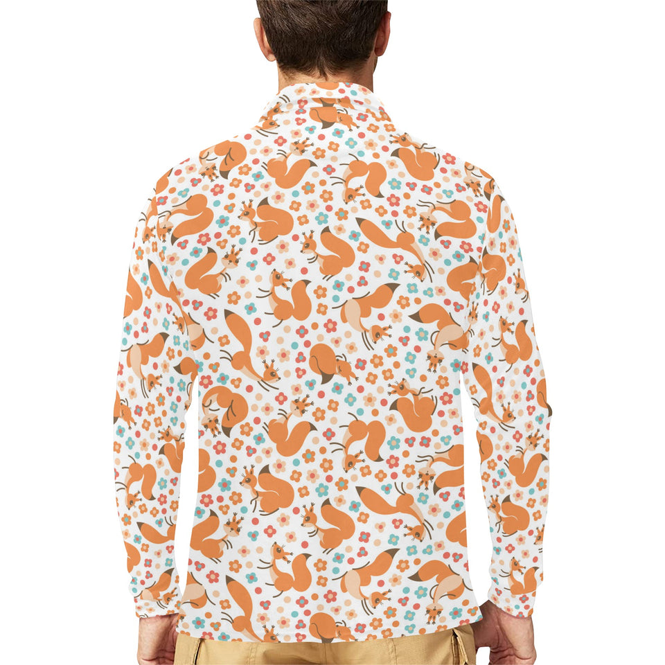 Squirrel Pattern Print Design 05 Men's Long Sleeve Polo Shirt