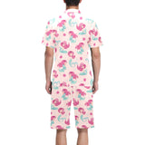 Cute little mermaid pattern Men's V-Neck Short Pajama Set
