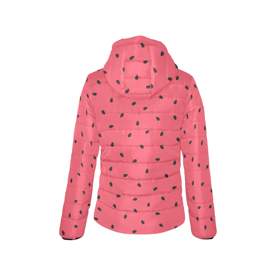 watermelon texture background Women's Padded Hooded Jacket
