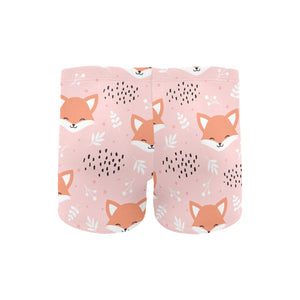 Cute fox pattern pink background Men's Swimming Trunks