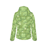 Broccoli pattern green background Women's Padded Hooded Jacket
