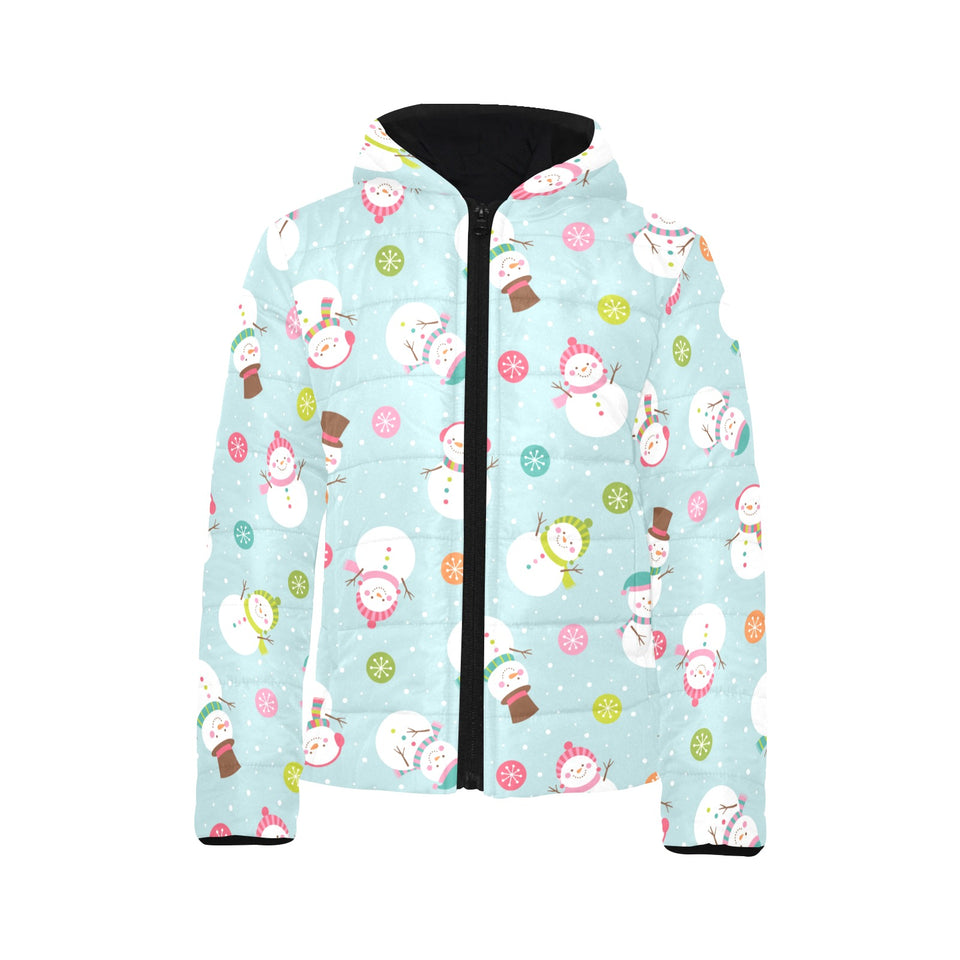 Cute snowman snowflake pattern Kids' Boys' Girls' Padded Hooded Jacket