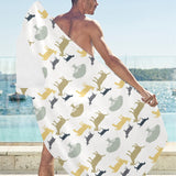 Silhouettes of goat and tree pattern Beach Towel