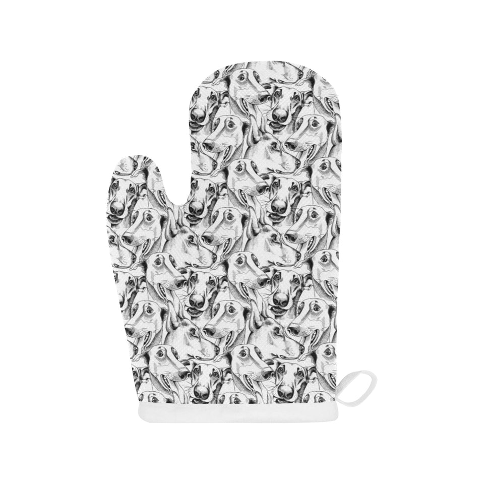 Greyhound Pattern Print Design 01 Heat Resistant Oven Mitts