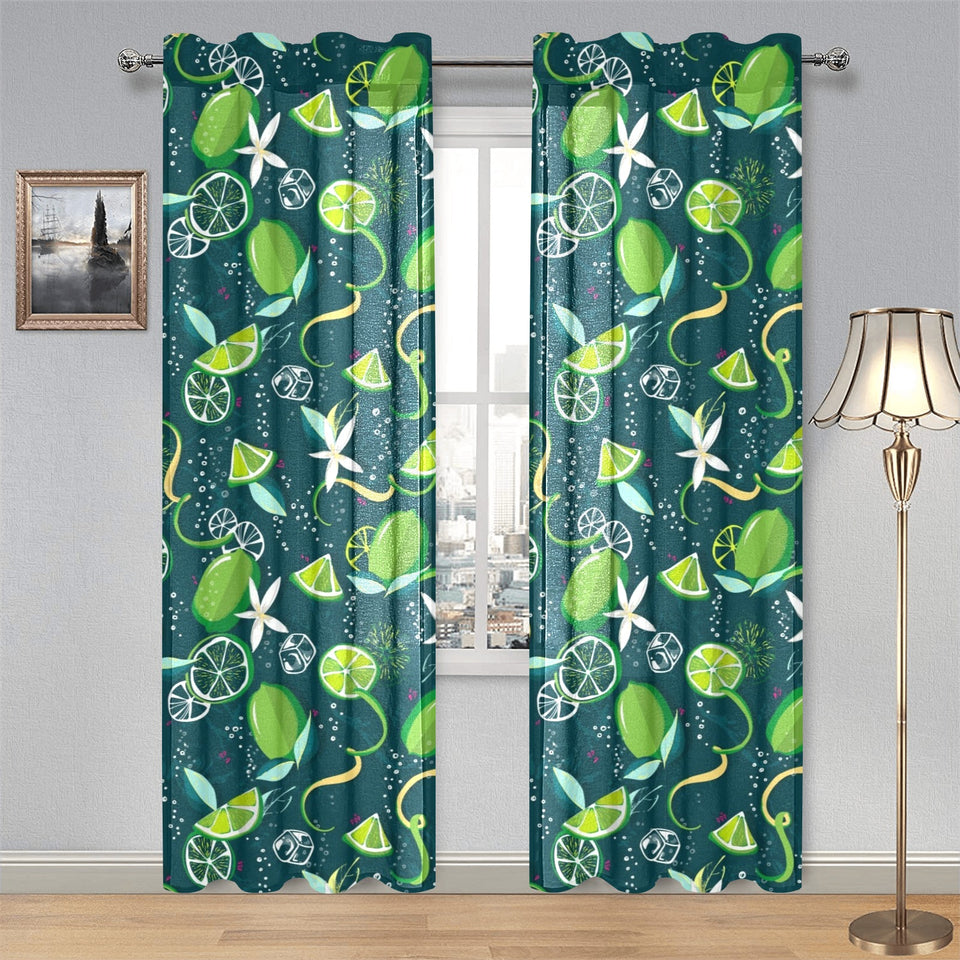 Lime ice flower pattern Gauze Curtain