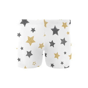 hand drawn gold black star pattern Men's Swimming Trunks