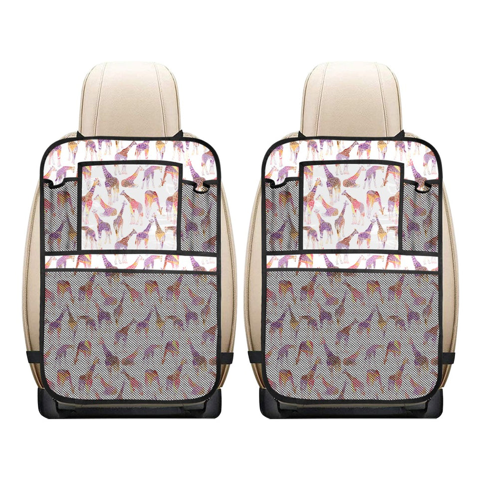 Giraffe Pattern Print Design 02 Car Seat Back Organizer