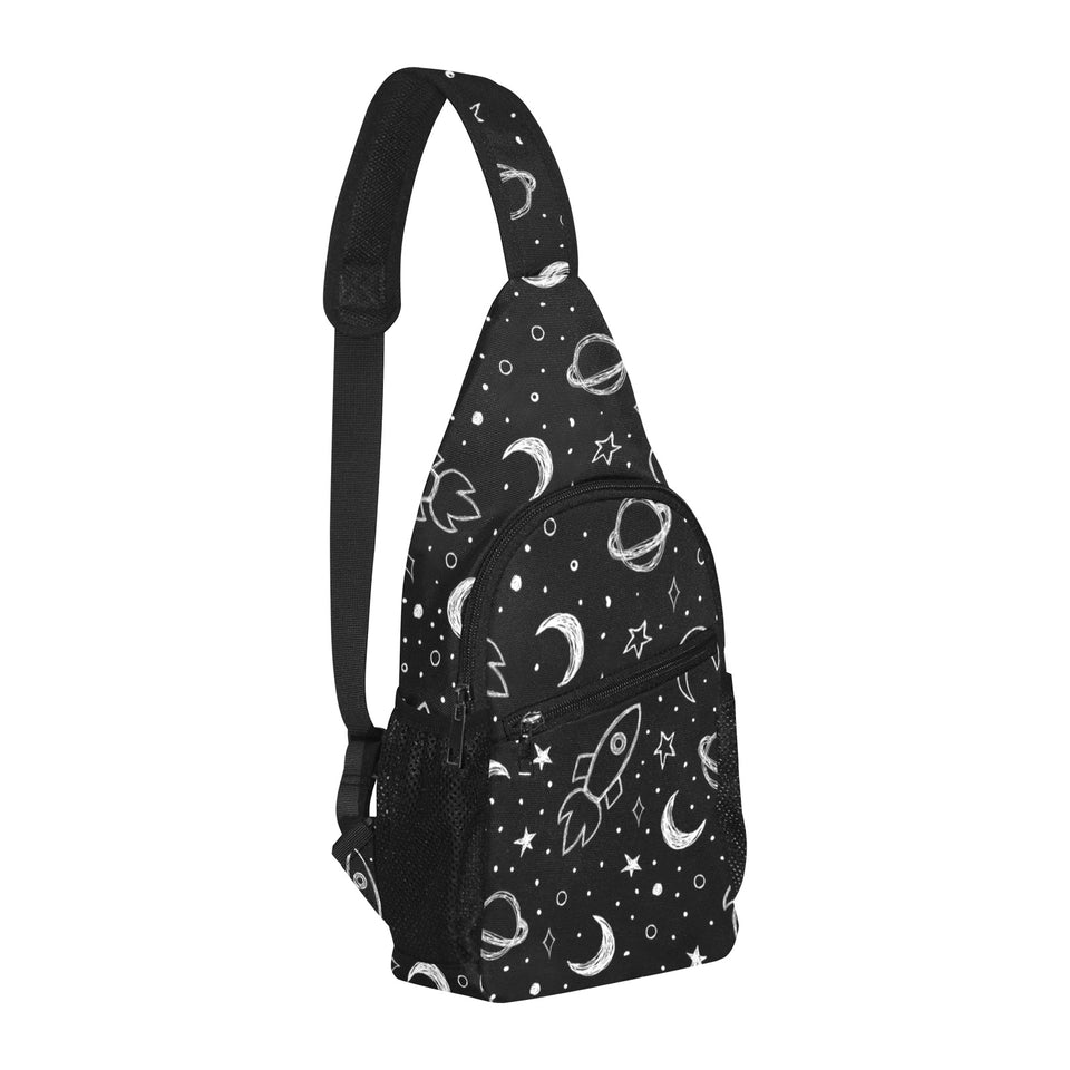 Hand drawn space rocket star planet All Over Print Chest Bag