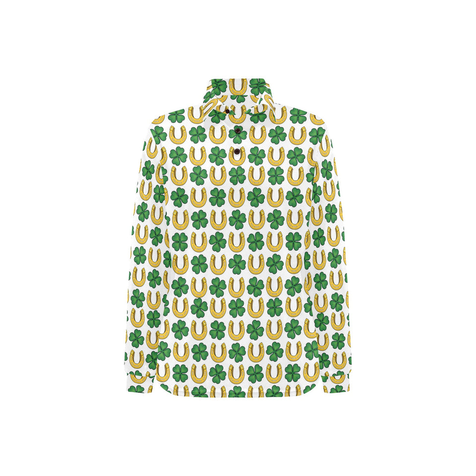 Horseshoes Pattern Print Design 04 Women's Long Sleeve Polo Shirt