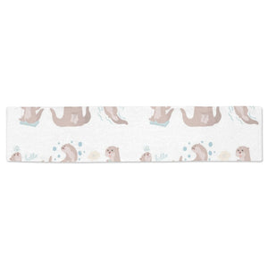 Cute sea otters pattern Table Runner