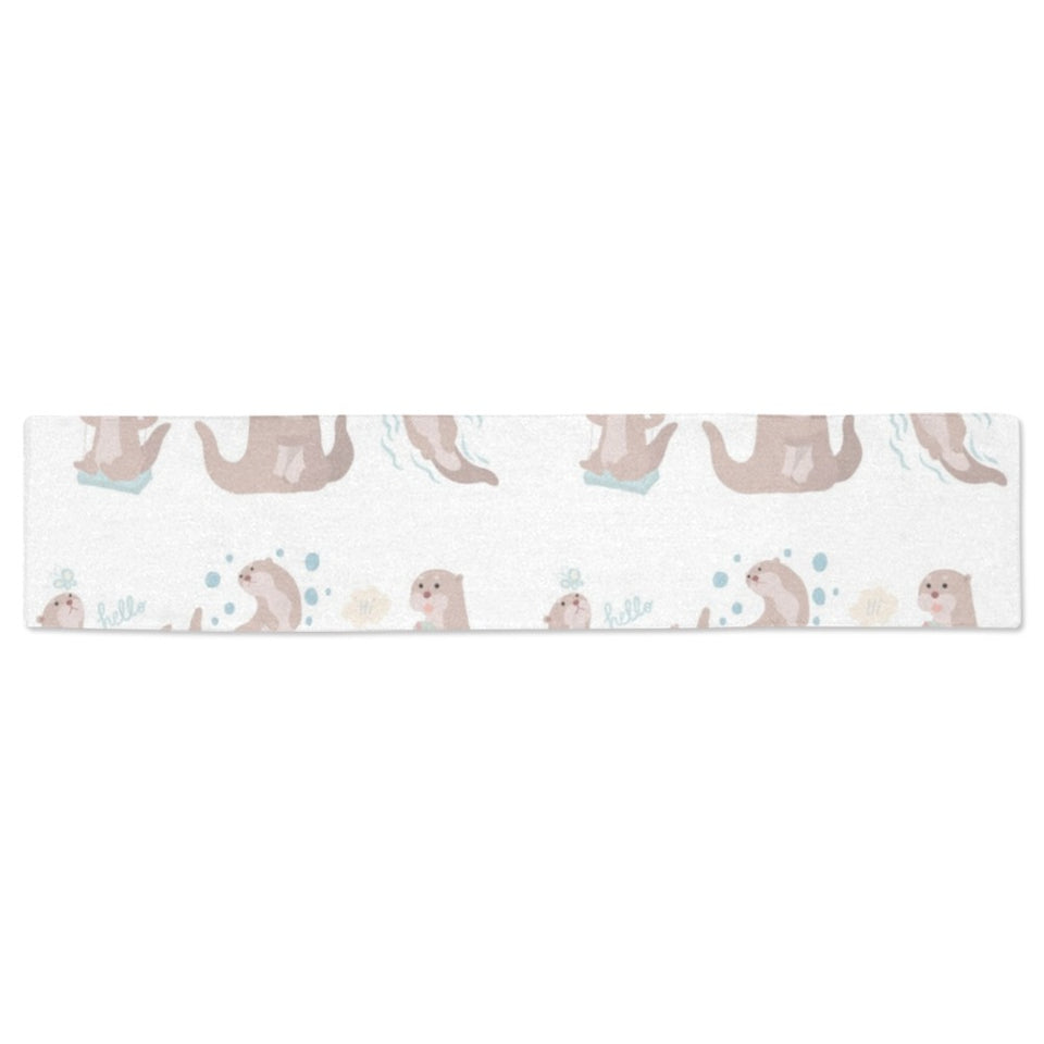 Cute sea otters pattern Table Runner