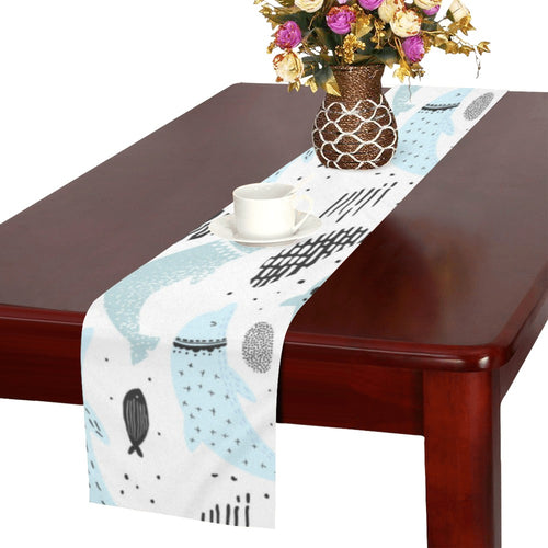 Cute dolphins Childish Style pattern Table Runner