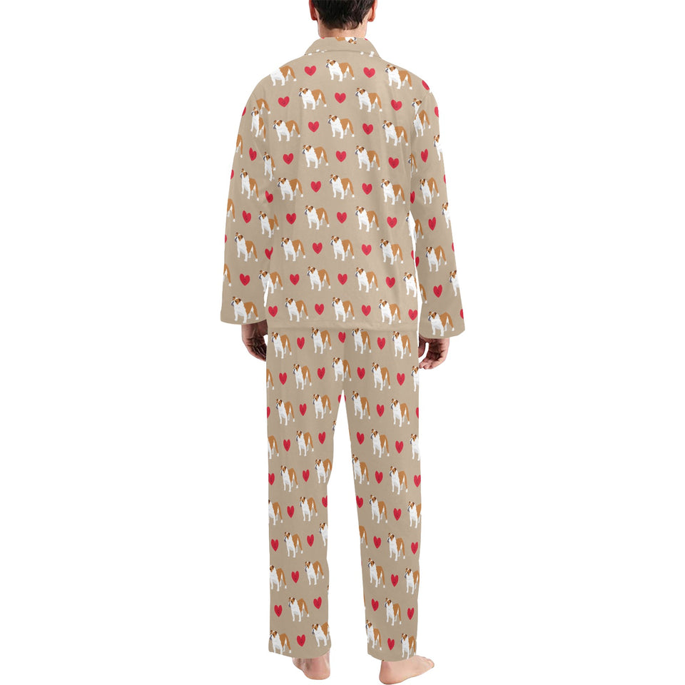 English Bulldog Pattern Print Design 05 Men's Long Pajama Set