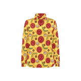 Pizza texture pattern Women's Long Sleeve Polo Shirt