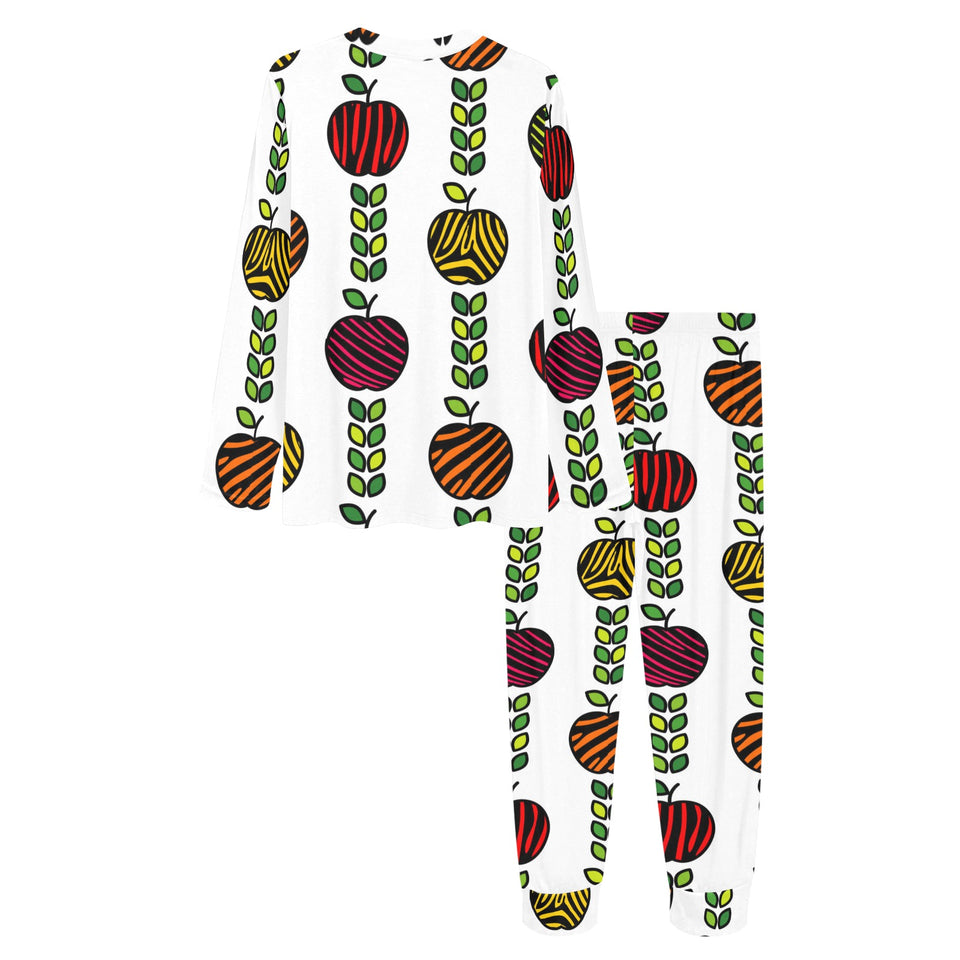 colorful apples leave zebra stripe Women's All Over Print Pajama Set