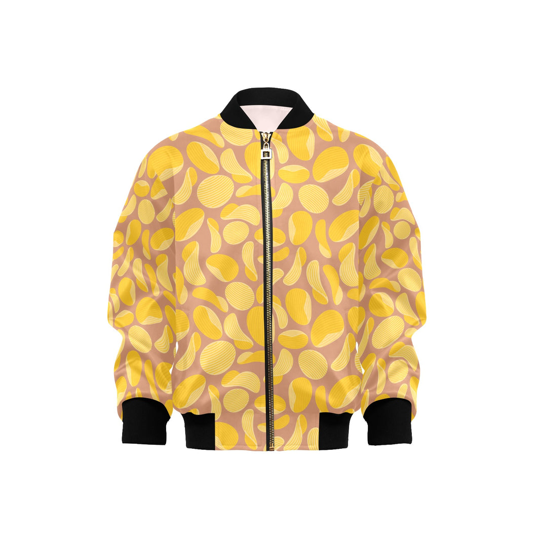 Potato Chips Pattern Print Design 01 Kids' Boys' Girls' Bomber Jacket