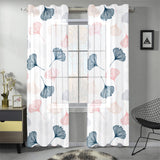 Black Gray Cream coral ginkgo leaves pattern Gauze Curtain