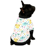 Cute elephants palm tree flower butterfly pattern All Over Print Pet Dog Round Neck Fuzzy Shirt