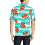 Octopuses sea wave background Men's All Over Print Polo Shirt