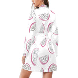 dragon fruit pattern Women's Long Sleeve Belted Night Robe