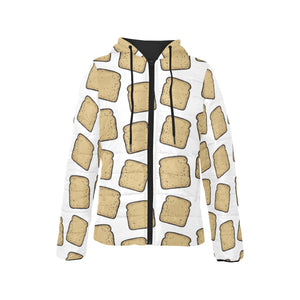 Bread Toast Pattern Print Design 03 Women's Padded Hooded Jacket