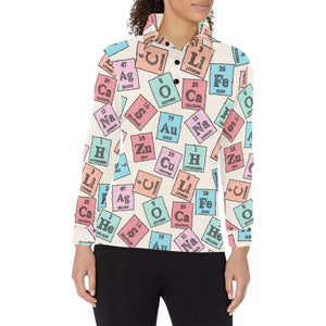 Chemistry Periodic Table Pattern Print Design 02 Women's Long Sleeve Polo Shirt