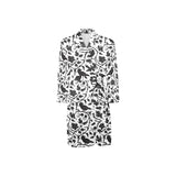Crow dark floral pattern Men's Long Sleeve Belted Night Robe