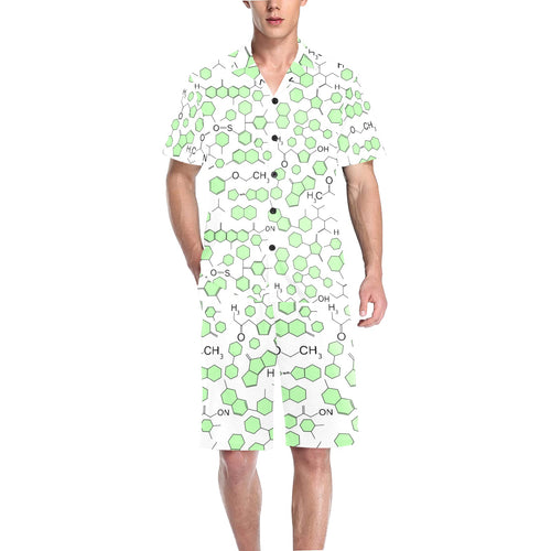 Chemistry Periodic Table Pattern Print Design 03 Men's V-Neck Short Pajama Set